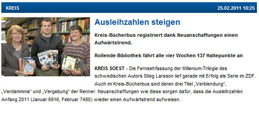 Ausleihzahlen steigen - der Patriot (25.02.2011)